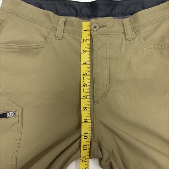 EDDIE BAUER Fleece Lined Tech Pants Mens Sz 34x30 Khaki Cargo Zip Pocket Stretch - Picture 10 of 13